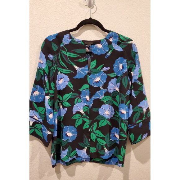 ANN TAYLOR Floral Butterfly 3/4 Sleeves Blouse - Picture 3 of 6